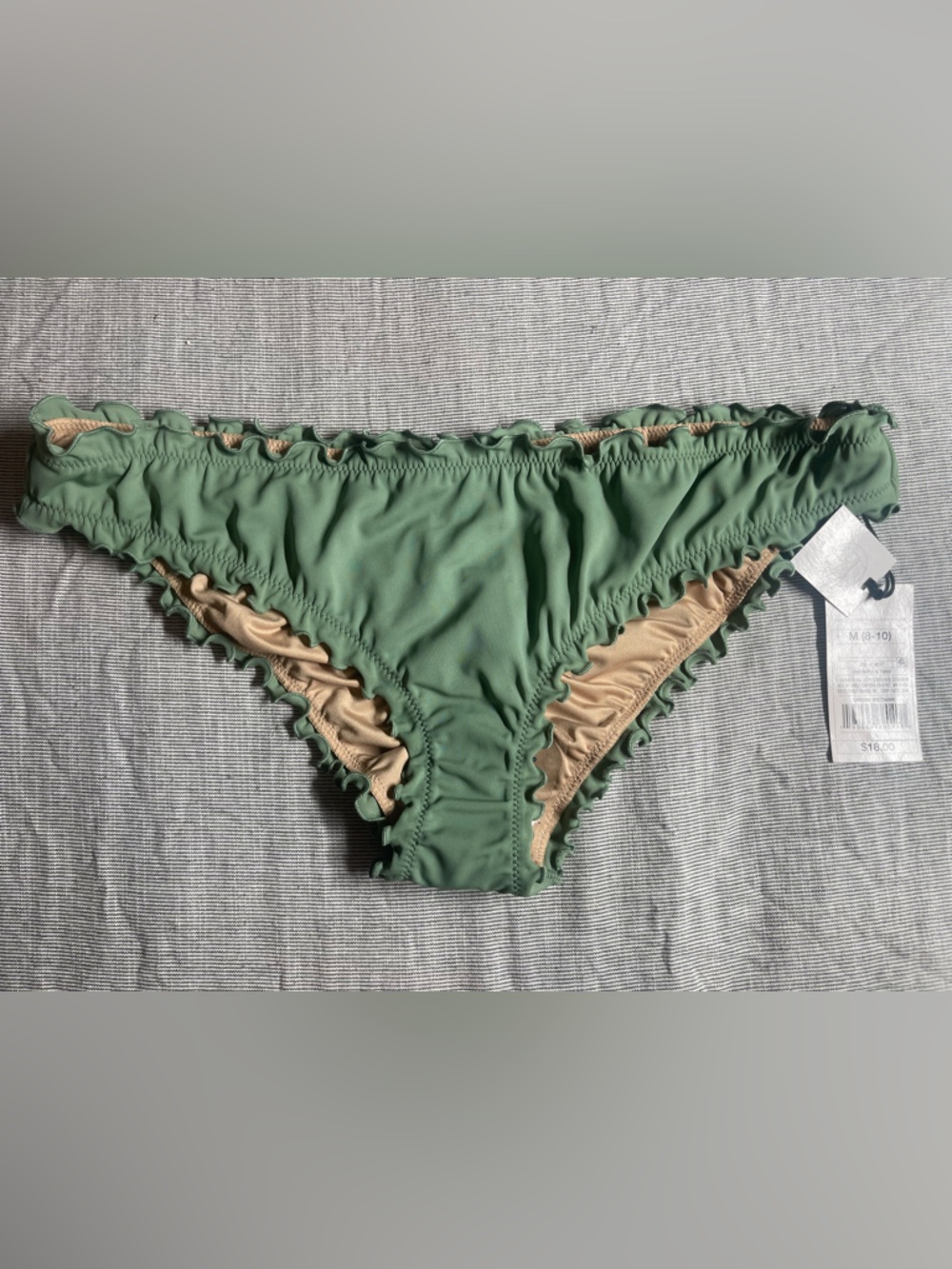 Women’s Ruffled Swim Bottoms in Olive Green Medium